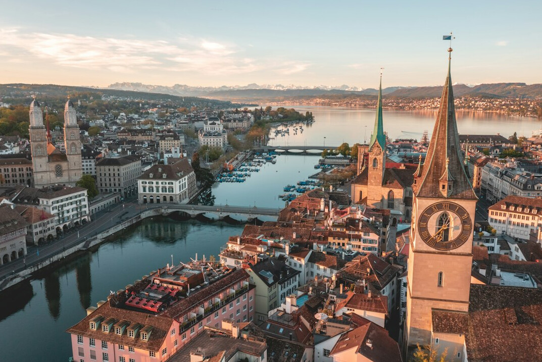 swiss lake at dawn