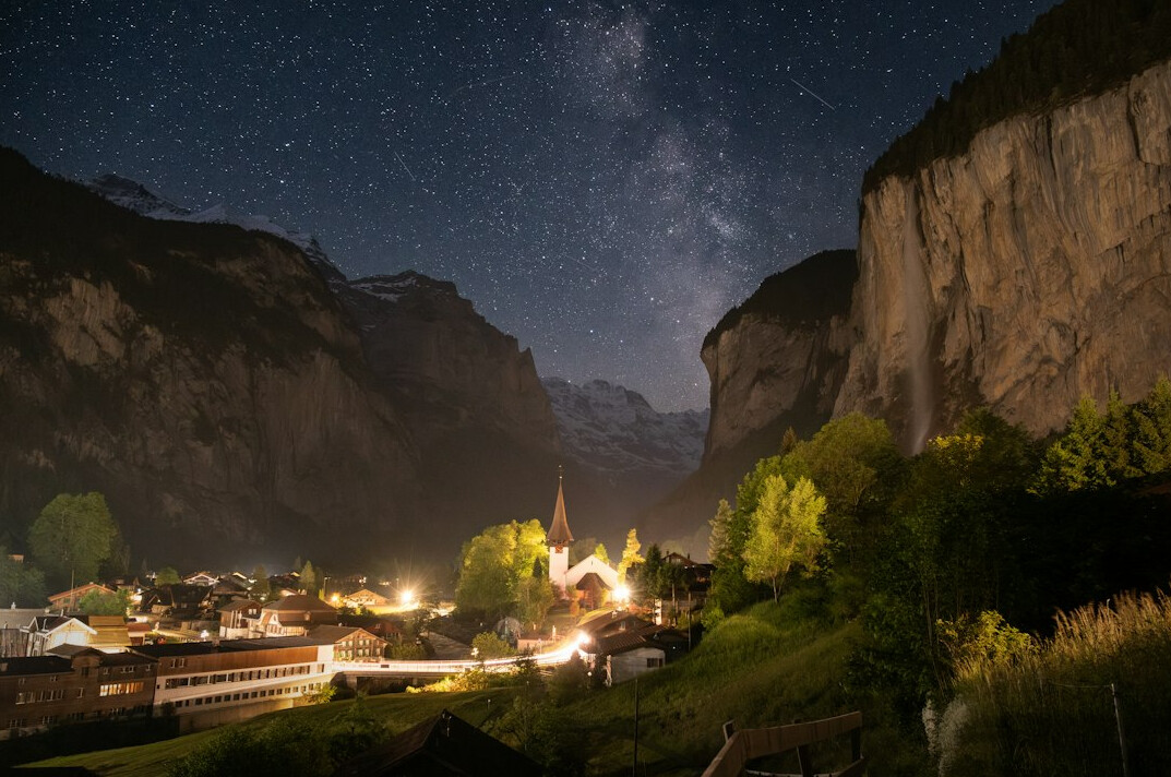 swiss village in valley